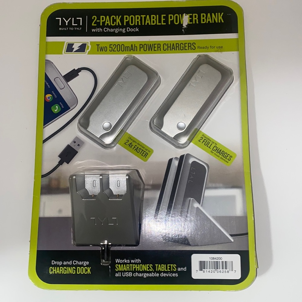TYLT 2-Pack Portable Power Bank with Charging Dock